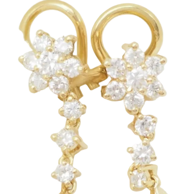 Boucles d'oreilles en or jaune, Diamants et perles de Tahiti - Castafiore