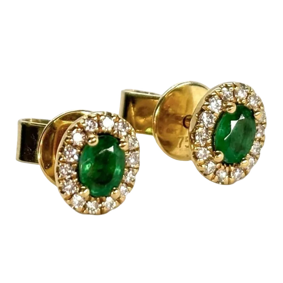 Boucles d'oreilles en or jaune émeraude et diamants - Castafiore