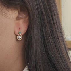Boucles d'oreilles en or jaune, émeraudes et diamants - Castafiore