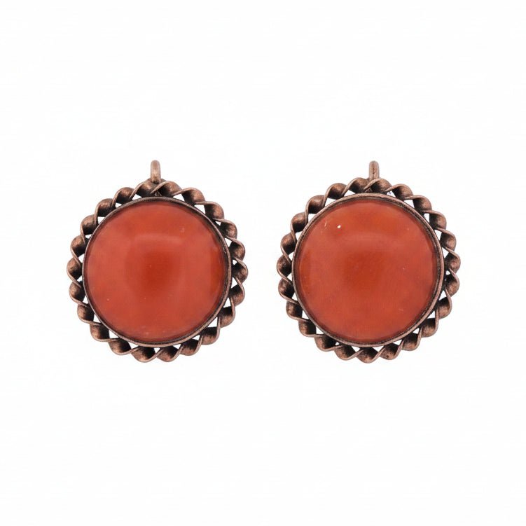 Boucles d'oreilles en or jaune et corail - Castafiore