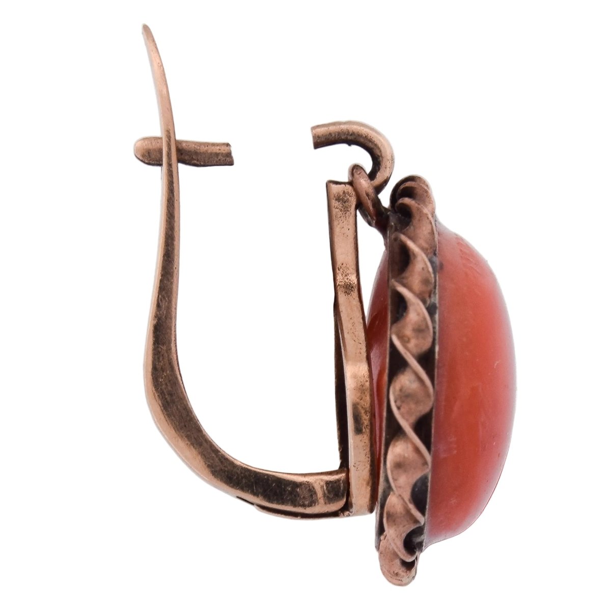 Boucles d'oreilles en or jaune et corail - Castafiore