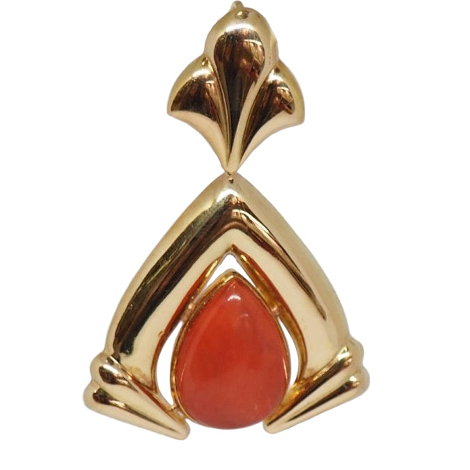 Boucles d'oreilles en or jaune et corail - Castafiore