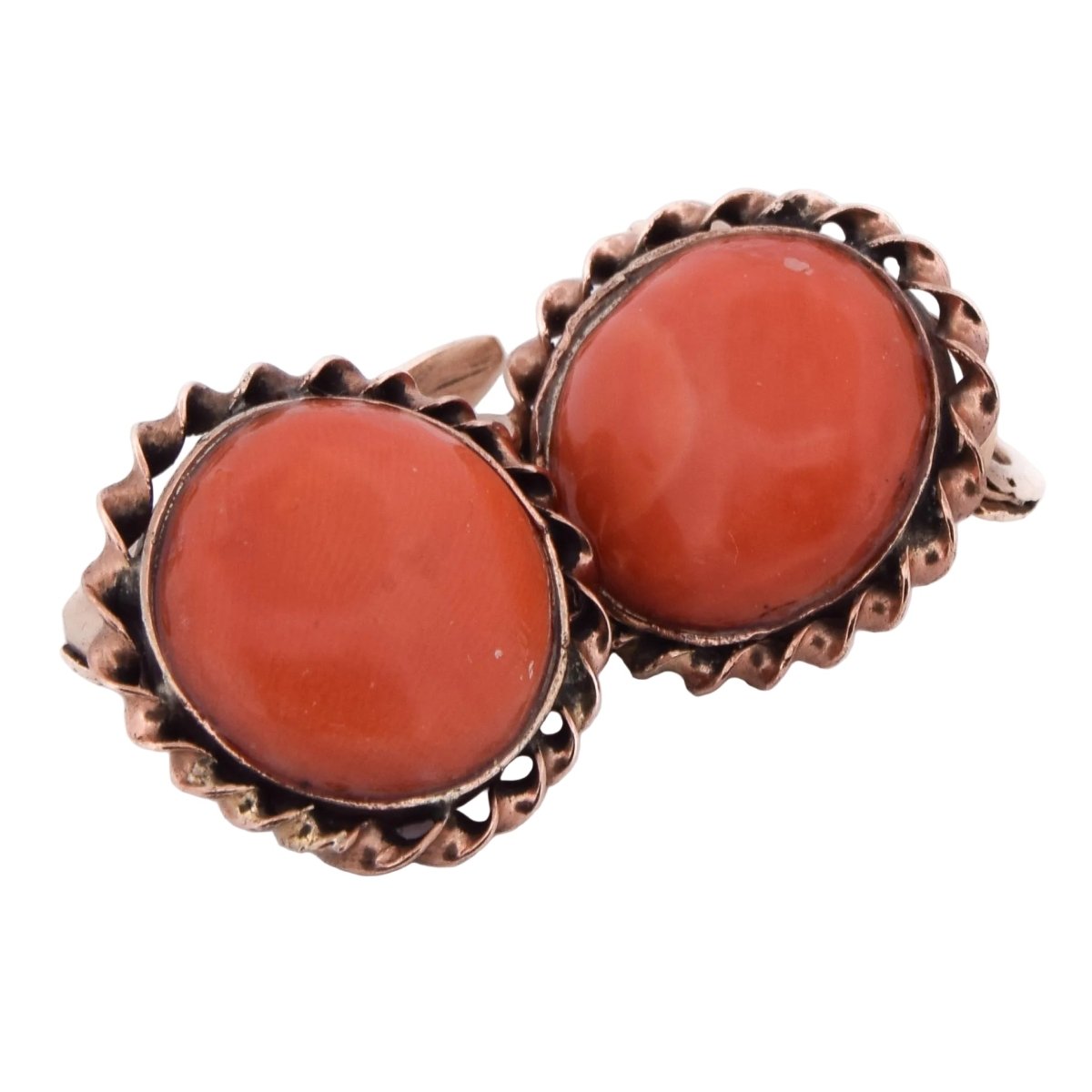 Boucles d'oreilles en or jaune et corail - Castafiore