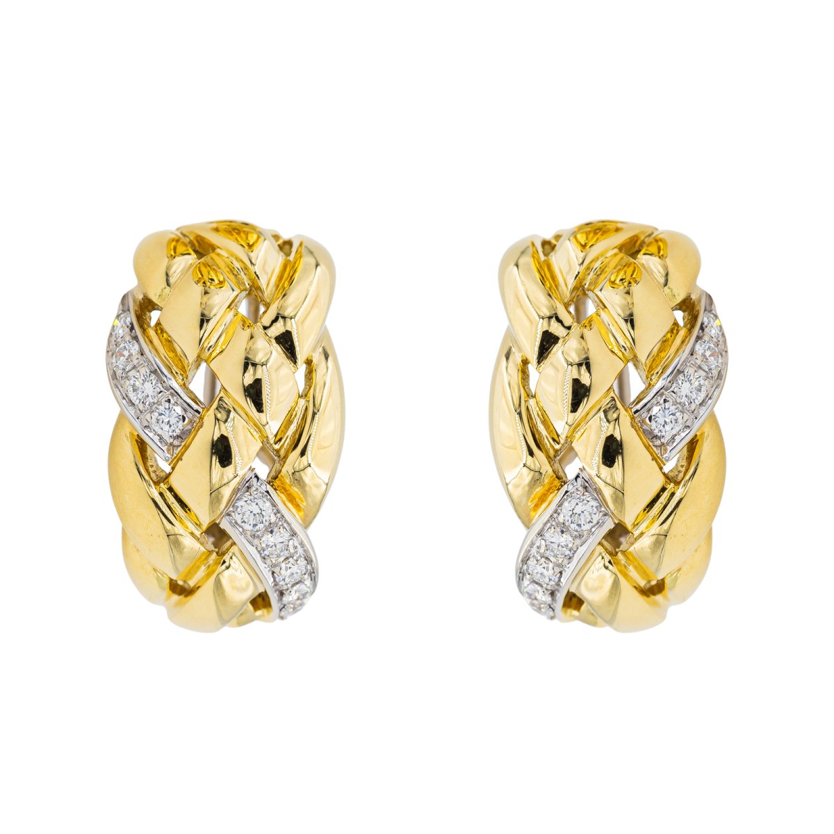 Boucles d'oreilles en or jaune et diamants - Castafiore