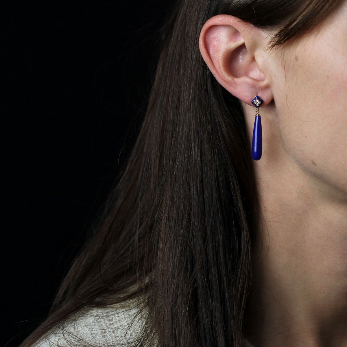 Boucles d'oreilles en or jaune et lapis lazuli - Castafiore