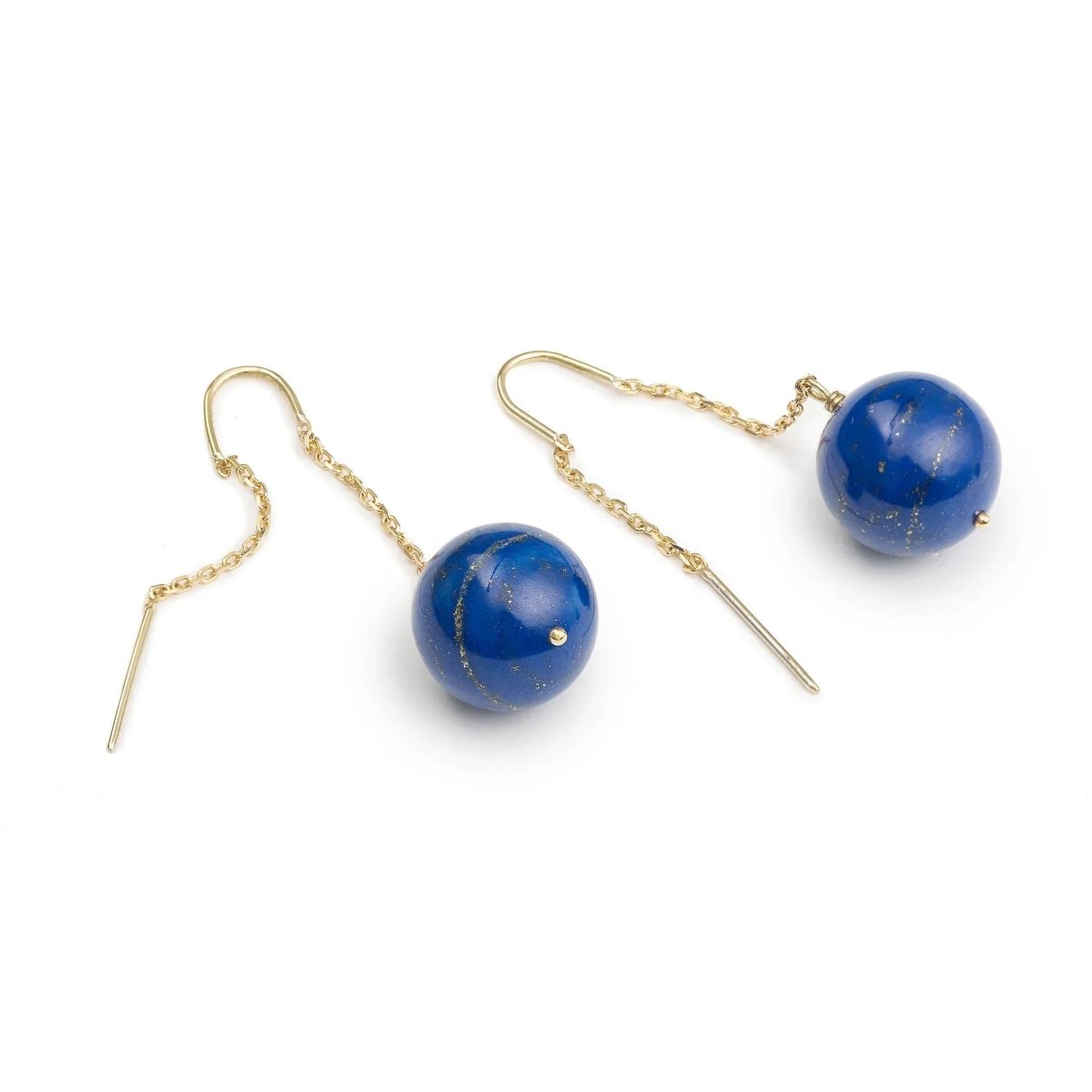 Boucles d’oreilles en or jaune et lapis - lazuli - Castafiore