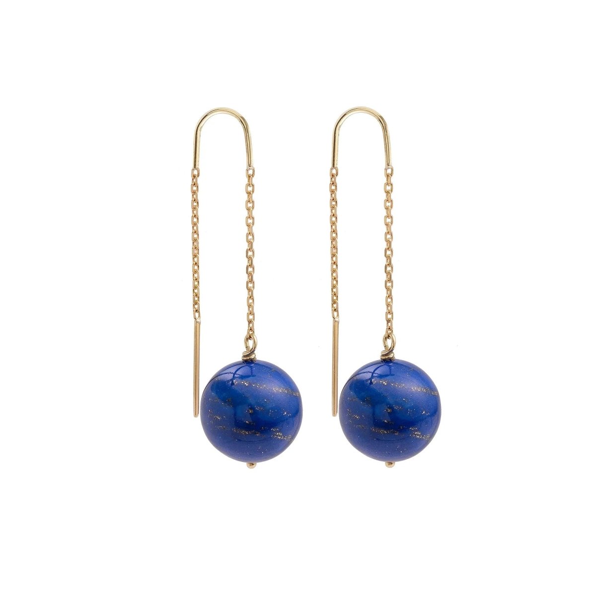 Boucles d’oreilles en or jaune et lapis - lazuli - Castafiore