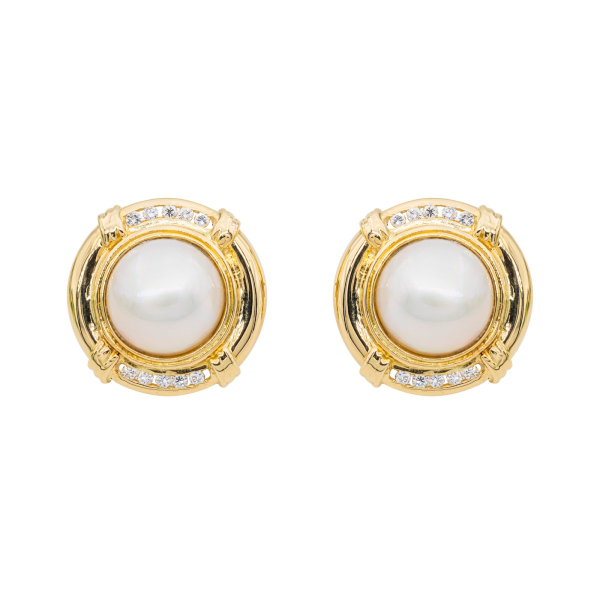 Boucles d'oreilles en or jaune et perle - Castafiore