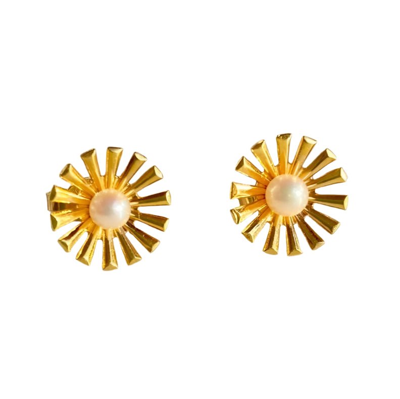Boucles d'oreilles en or jaune et perles - Castafiore