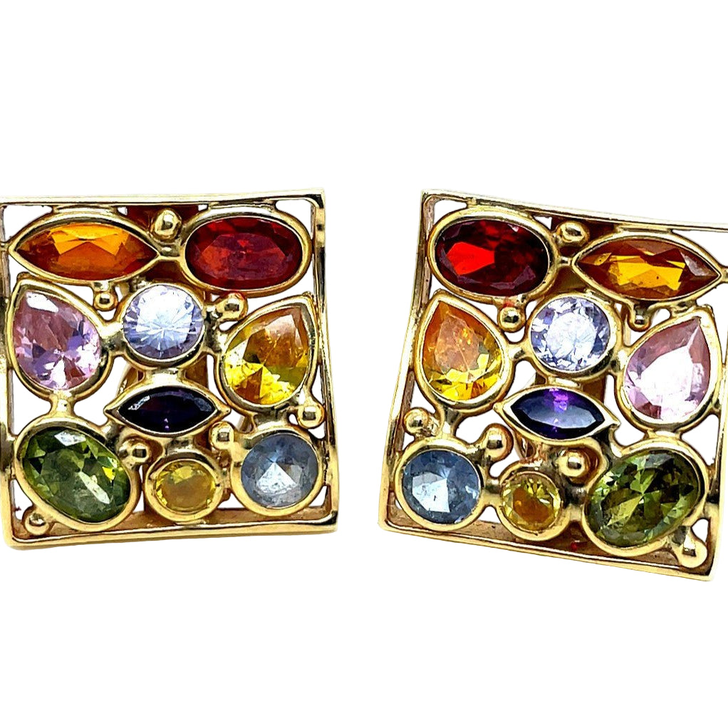 Boucles d'oreilles en or jaune et pierres fines - Castafiore