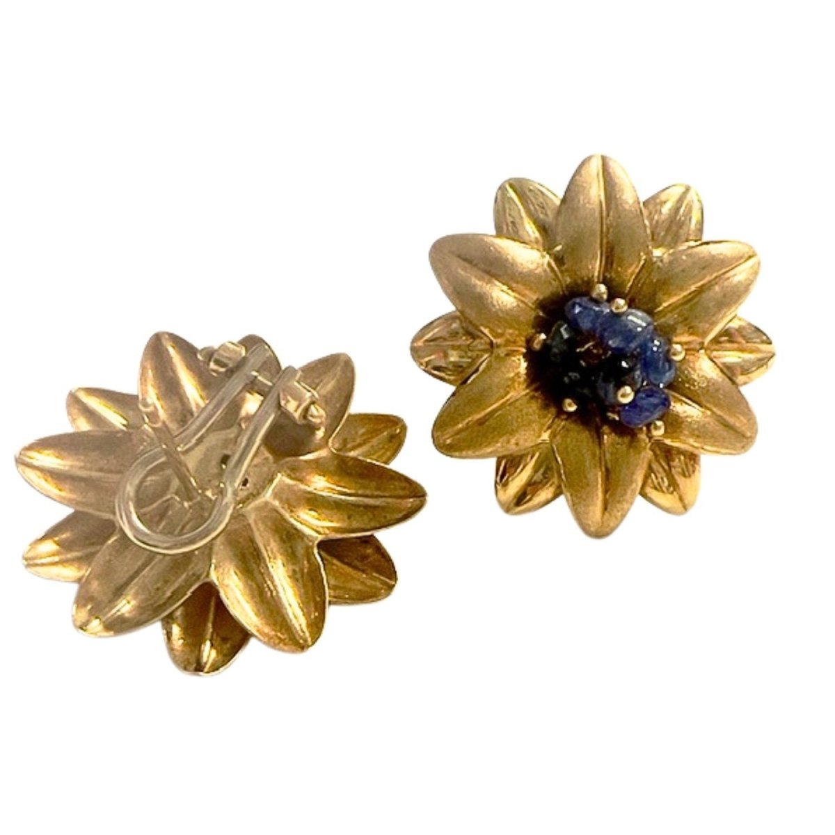 Boucles d'oreilles en or jaune et saphirs - Castafiore