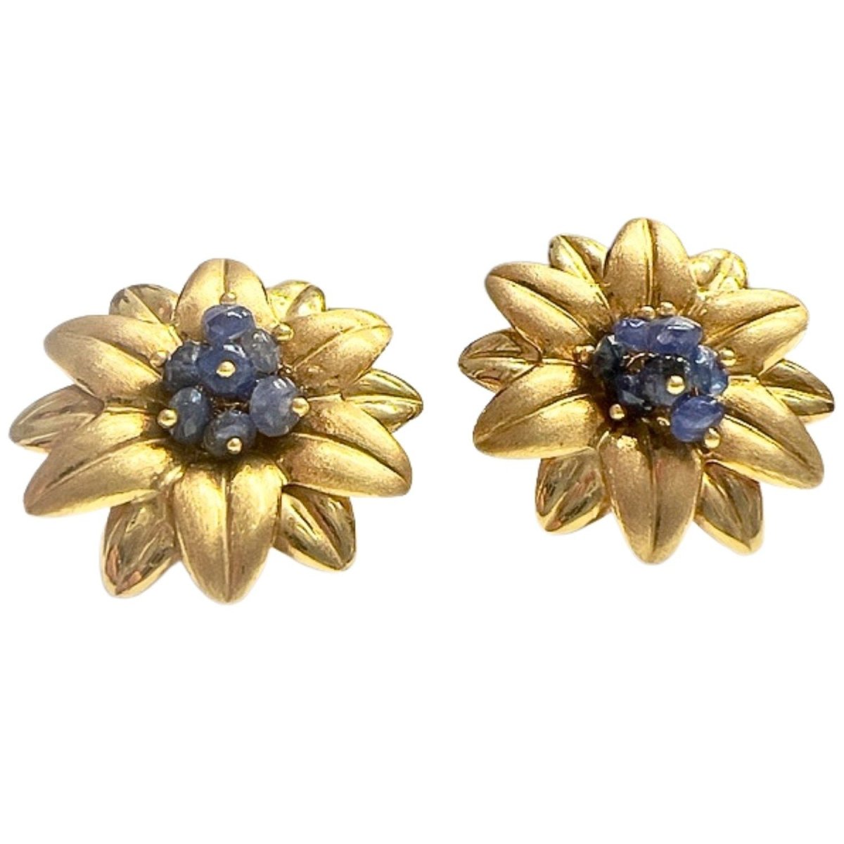 Boucles d'oreilles en or jaune et saphirs - Castafiore