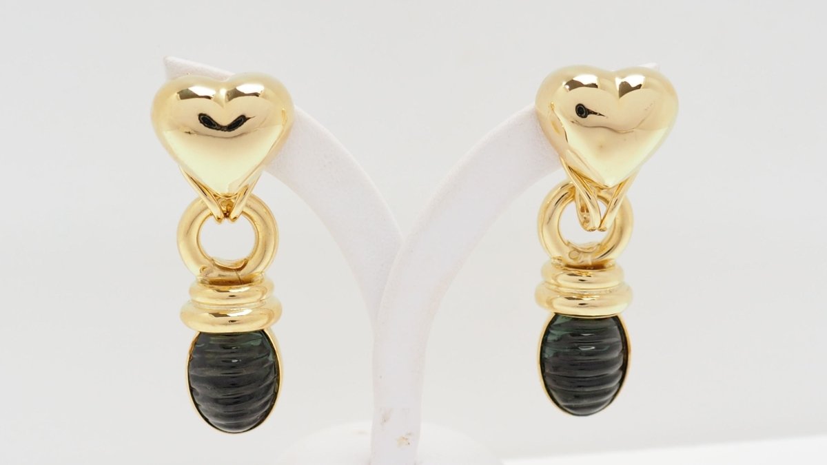 Boucles d'oreilles en or jaune et tourmalines - Castafiore