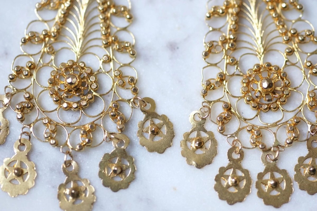 Boucles d'oreilles en or jaune filigrané - Castafiore