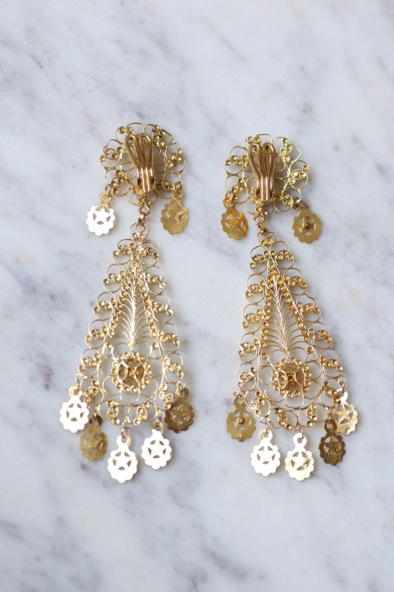 Boucles d'oreilles en or jaune filigrané - Castafiore
