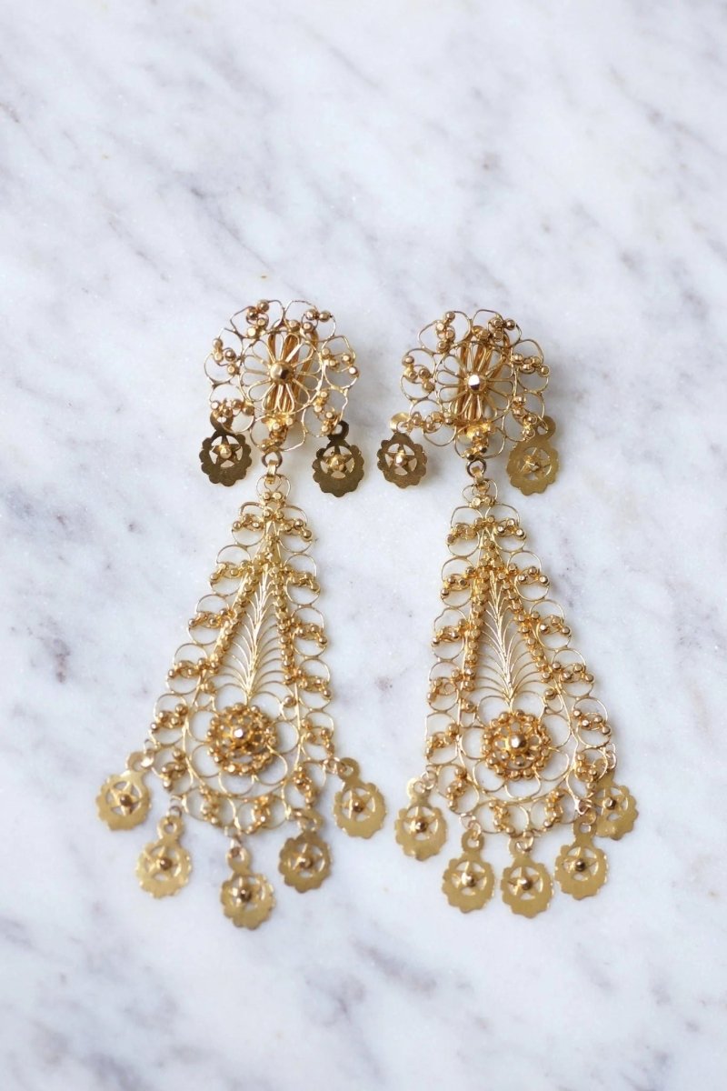 Boucles d'oreilles en or jaune filigrané - Castafiore