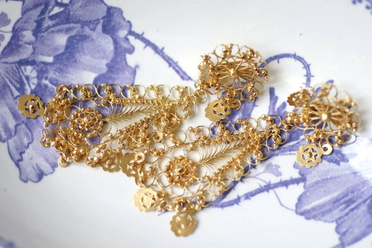 Boucles d'oreilles en or jaune filigrané - Castafiore