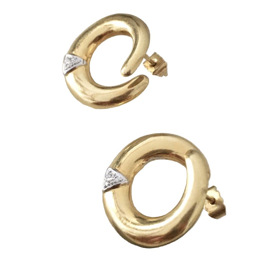 Boucles d'oreilles en or jaune, or blanc et diamants - Castafiore