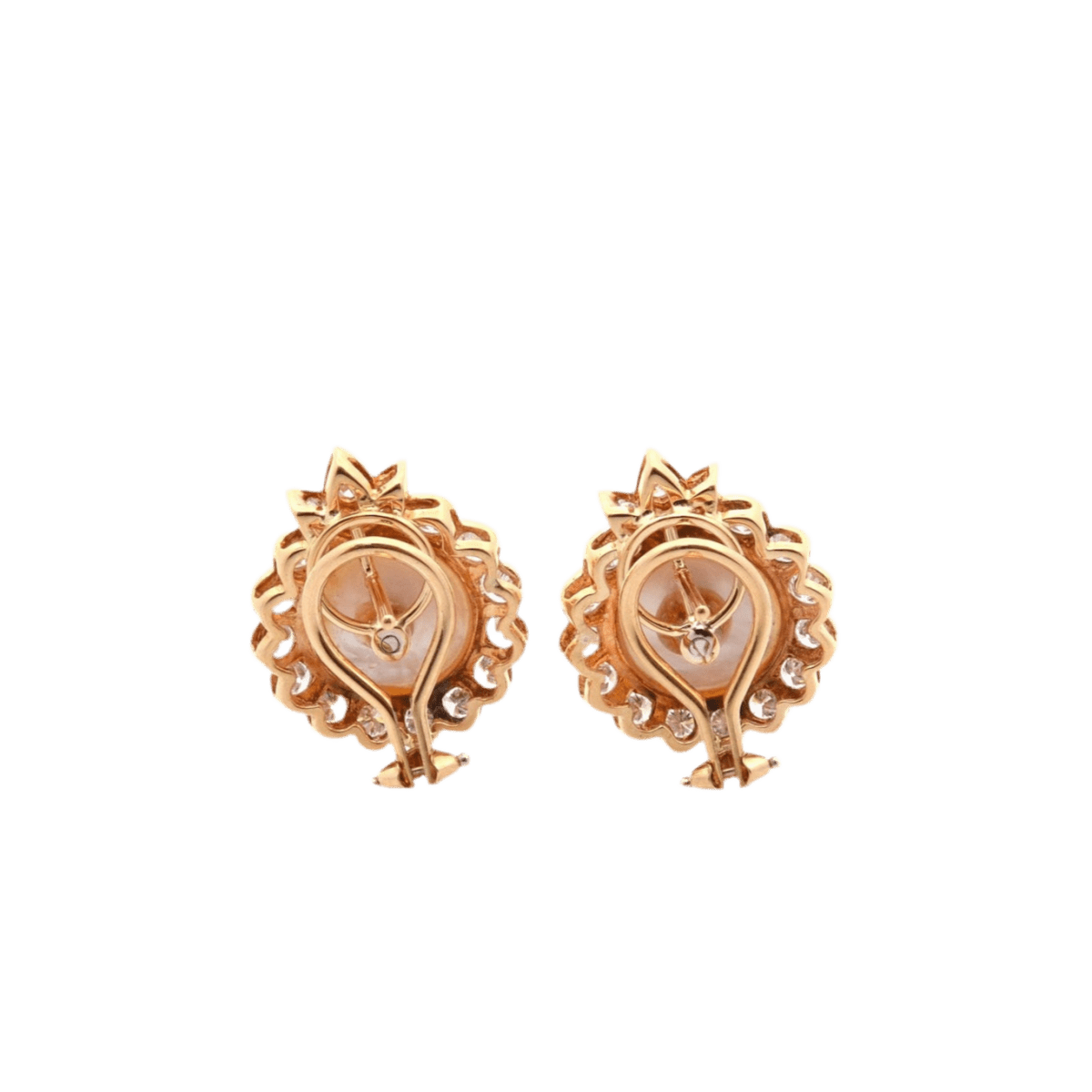 Boucles d'oreilles en or jaune, perles et diamants - Castafiore