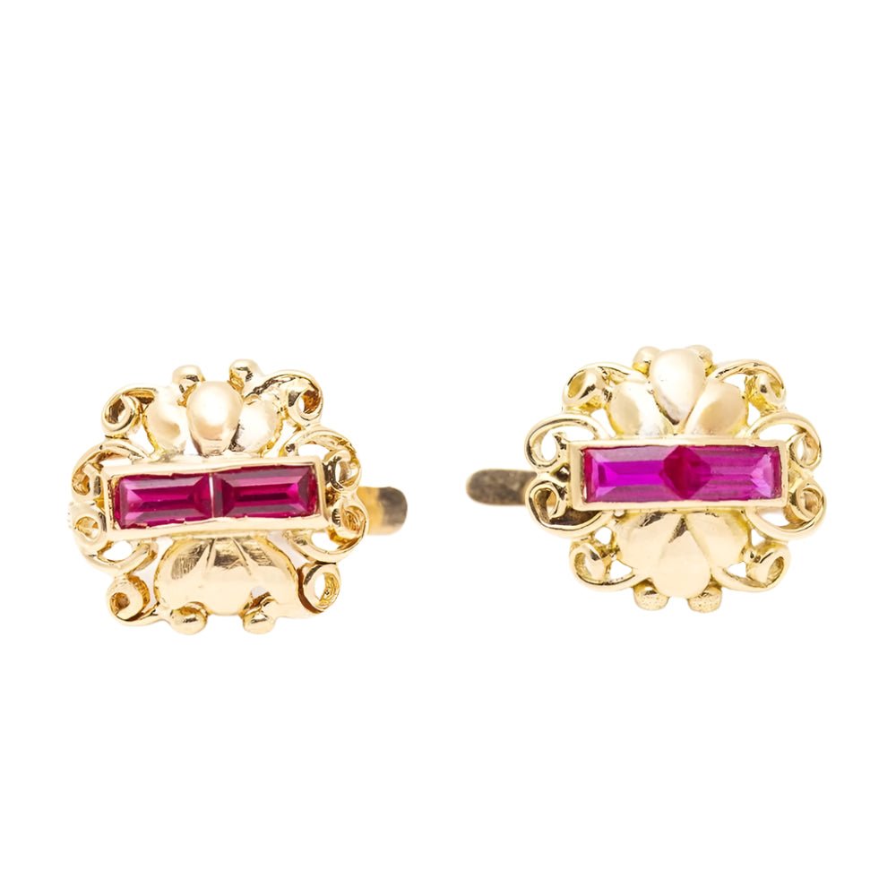 Boucles d'oreilles en or jaune, platine et diamants - Castafiore