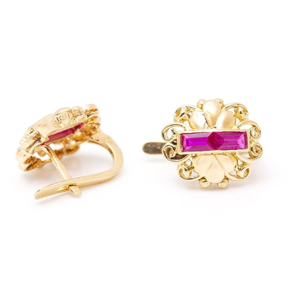 Boucles d'oreilles en or jaune, platine et diamants - Castafiore