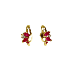 Boucles d'oreilles en or jaune, rubis et diamant - Castafiore