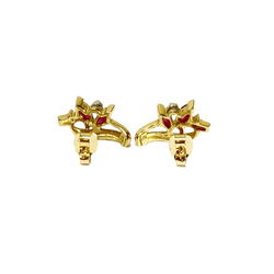 Boucles d'oreilles en or jaune, rubis et diamant - Castafiore