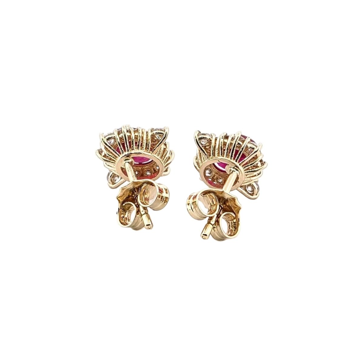 Boucles d'oreilles en or jaune, rubis et diamants - Castafiore