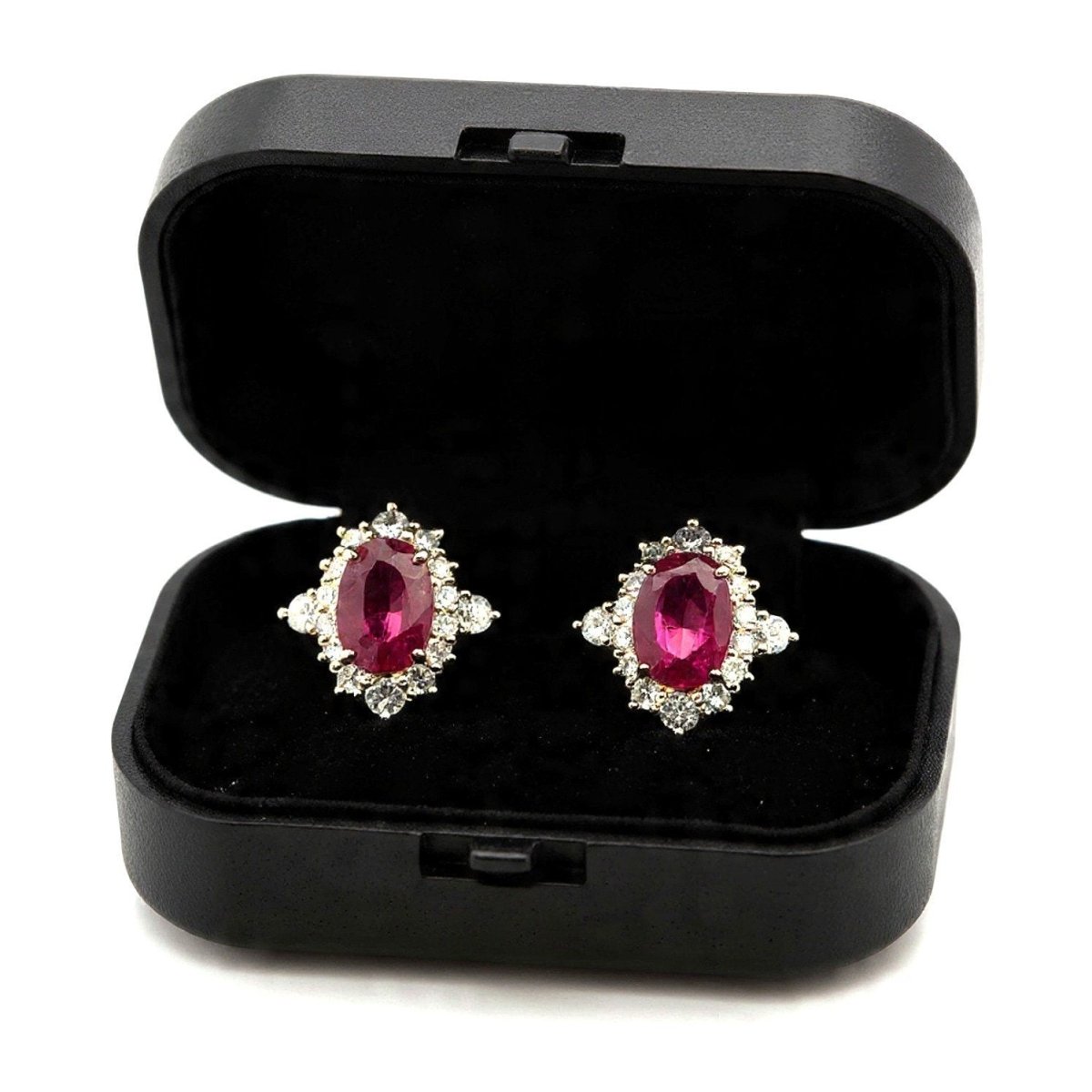 Boucles d'oreilles en or jaune, rubis et diamants - Castafiore