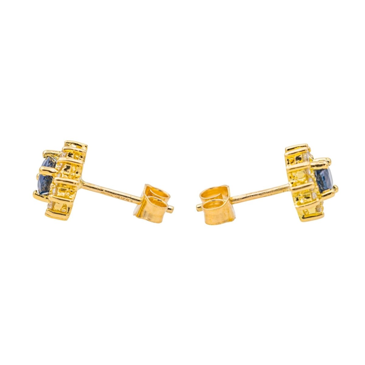 Boucles d'oreilles en or jaune, saphir et diamants - Castafiore