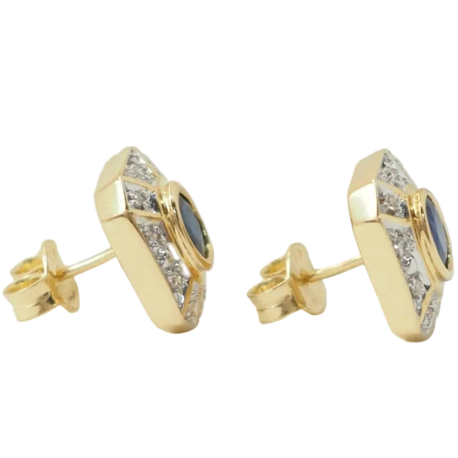 Boucles d'oreilles en or jaune, saphirs et diamants - Castafiore