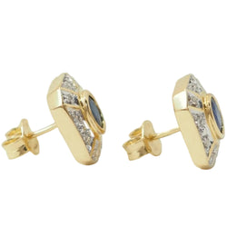Boucles d'oreilles en or jaune, saphirs et diamants - Castafiore