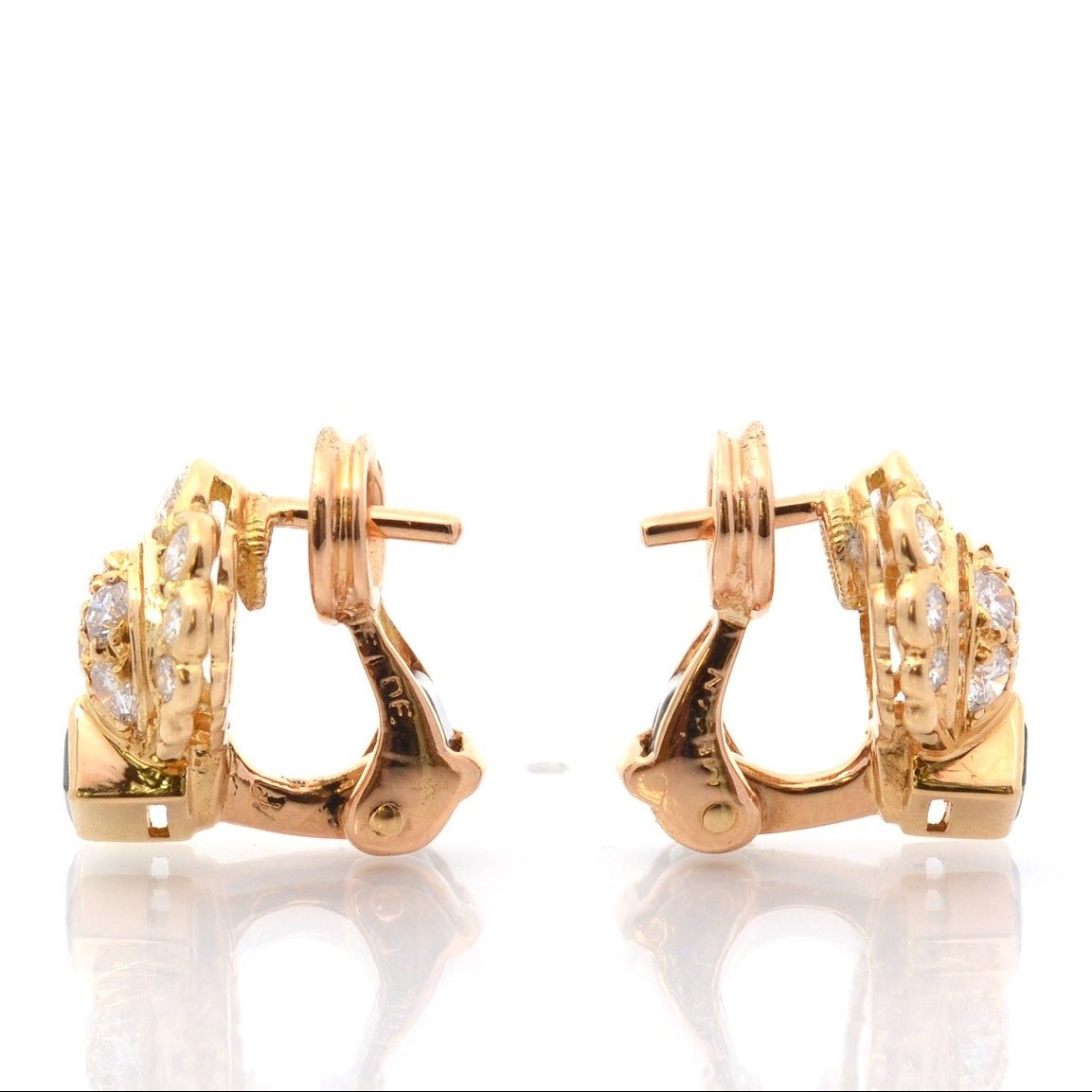 Boucles d'oreilles en or jaune, saphirs, et diamants - Castafiore