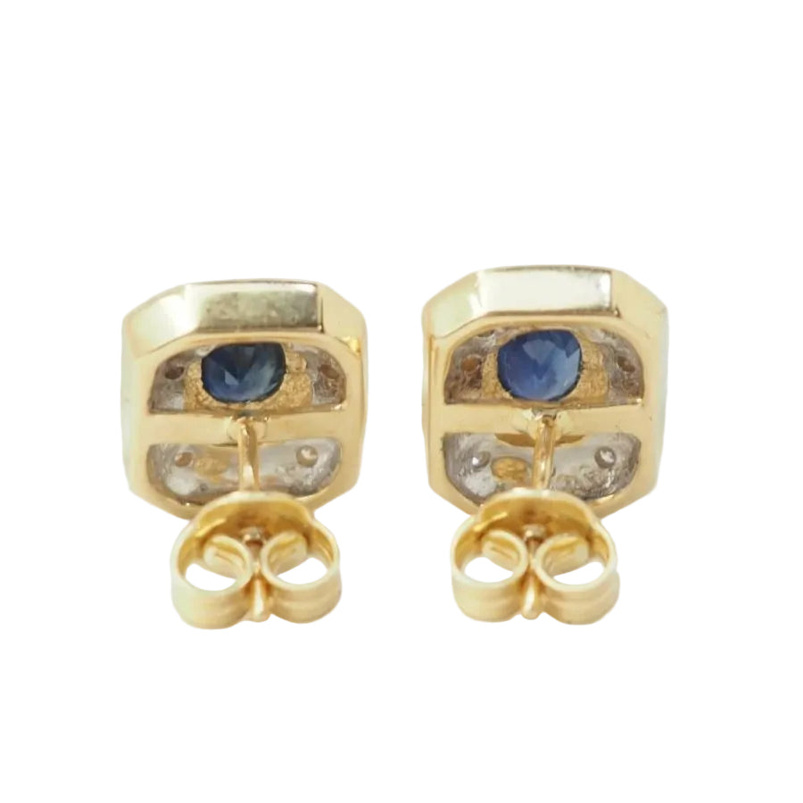 Boucles d'oreilles en or jaune, saphirs et diamants - Castafiore