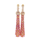 Boucles d'oreilles en or jaune, saphirs roses et diamants - Castafiore