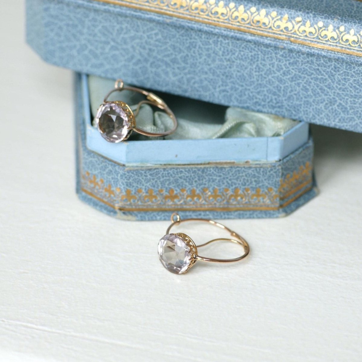 Boucles d'Oreilles en or rose et améthystes - Castafiore