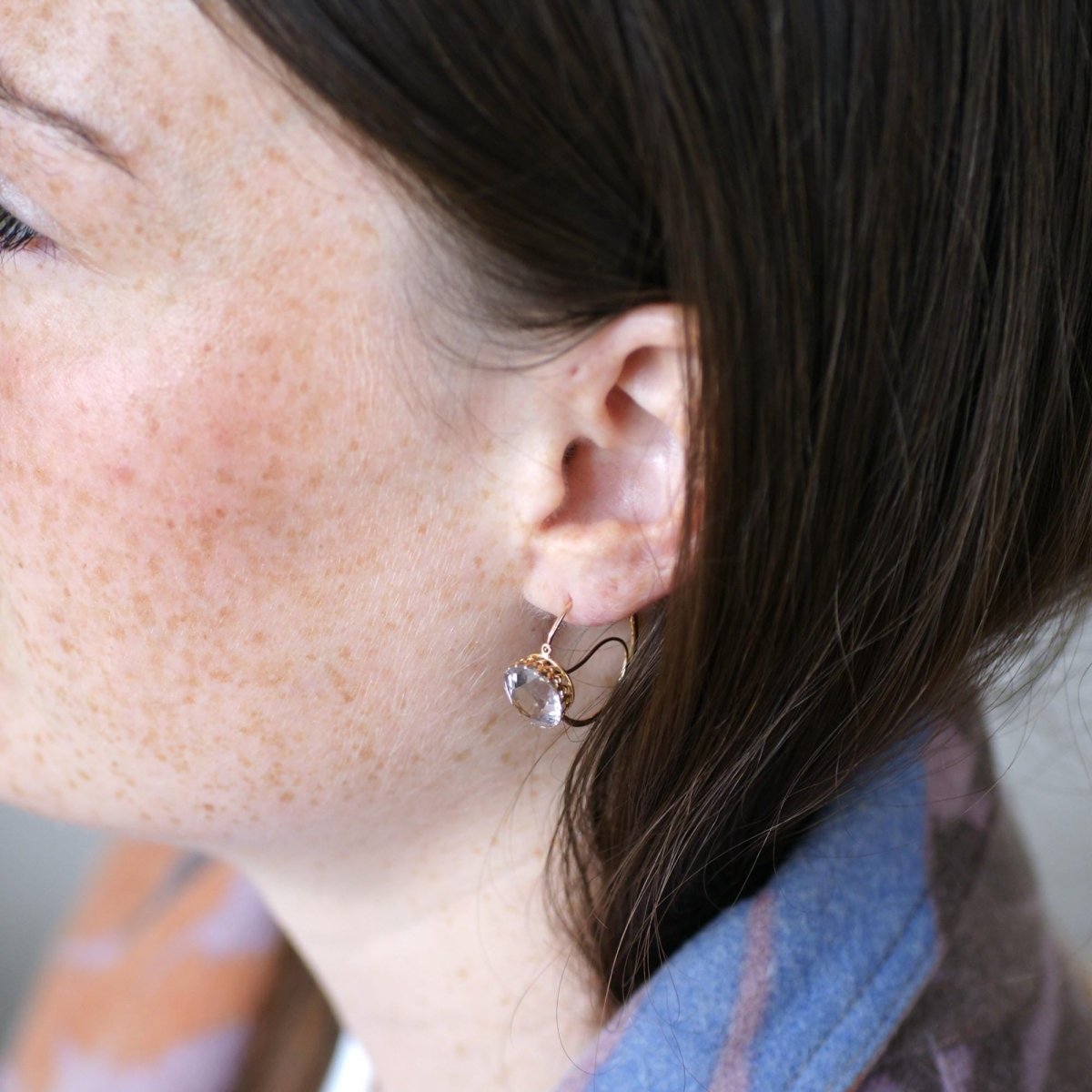 Boucles d'Oreilles en or rose et améthystes - Castafiore