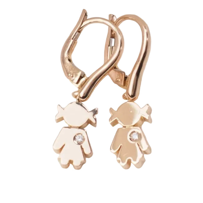 Boucles d'oreilles en or rose et diamants - Castafiore