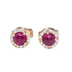 Boucles d'oreilles en or rose et rubis - Castafiore