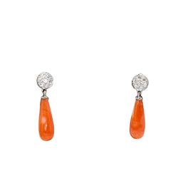 Boucles d'oreilles en oréilles en blanc et corail - Castafiore