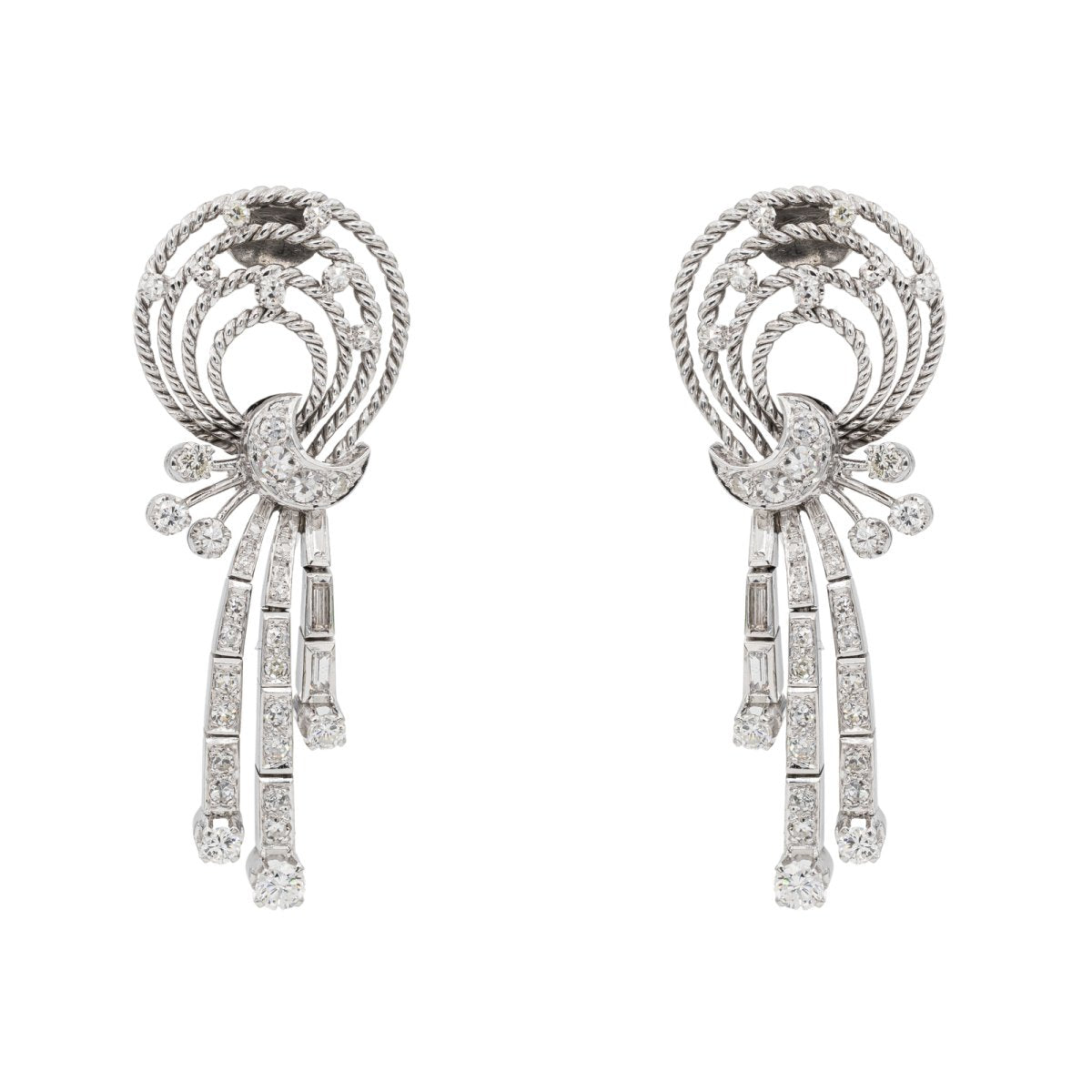 Boucles d'oreilles en palladium et diamants - Castafiore