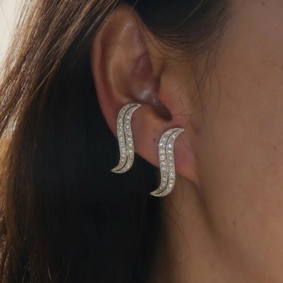Boucles d'oreilles en platine et diamants - Castafiore