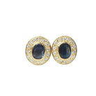 Boucles d'oreilles entourage en or jaune, saphirs et diamants - Castafiore