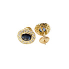 Boucles d'oreilles entourage en or jaune, saphirs et diamants - Castafiore