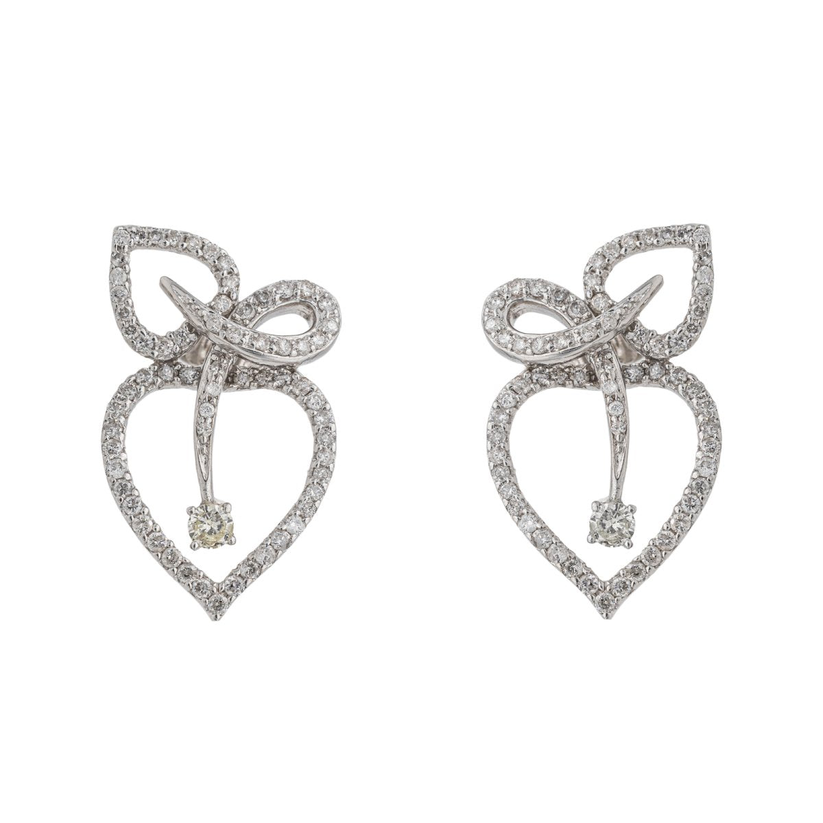 Boucles d'oreilles Feuille Or blanc Diamant - Castafiore