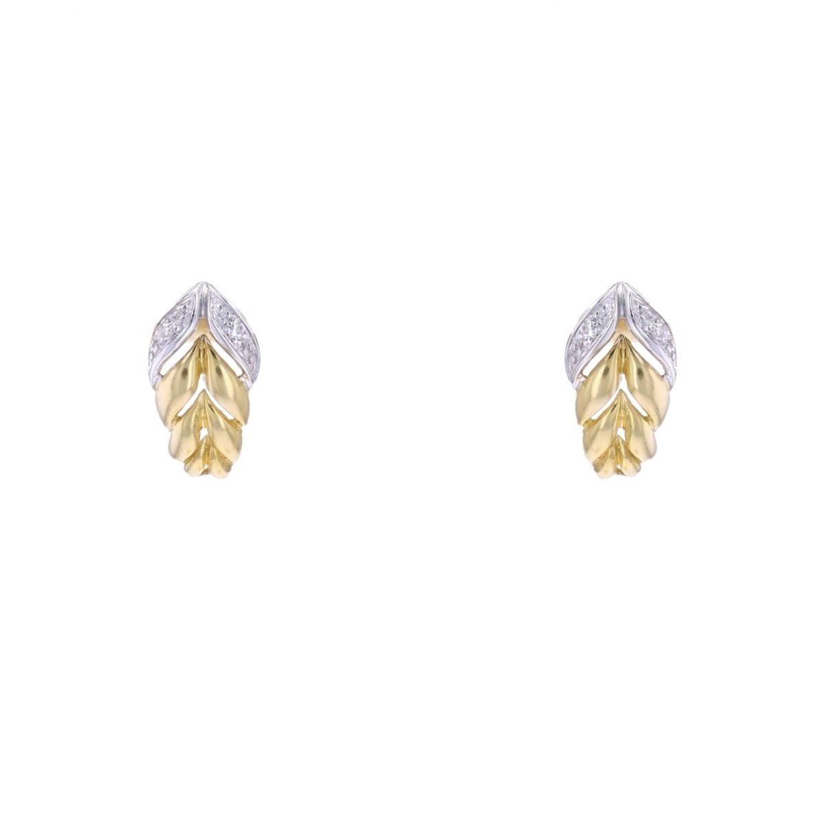 Boucles d'oreilles Feuilles en or jaune et diamants - Castafiore