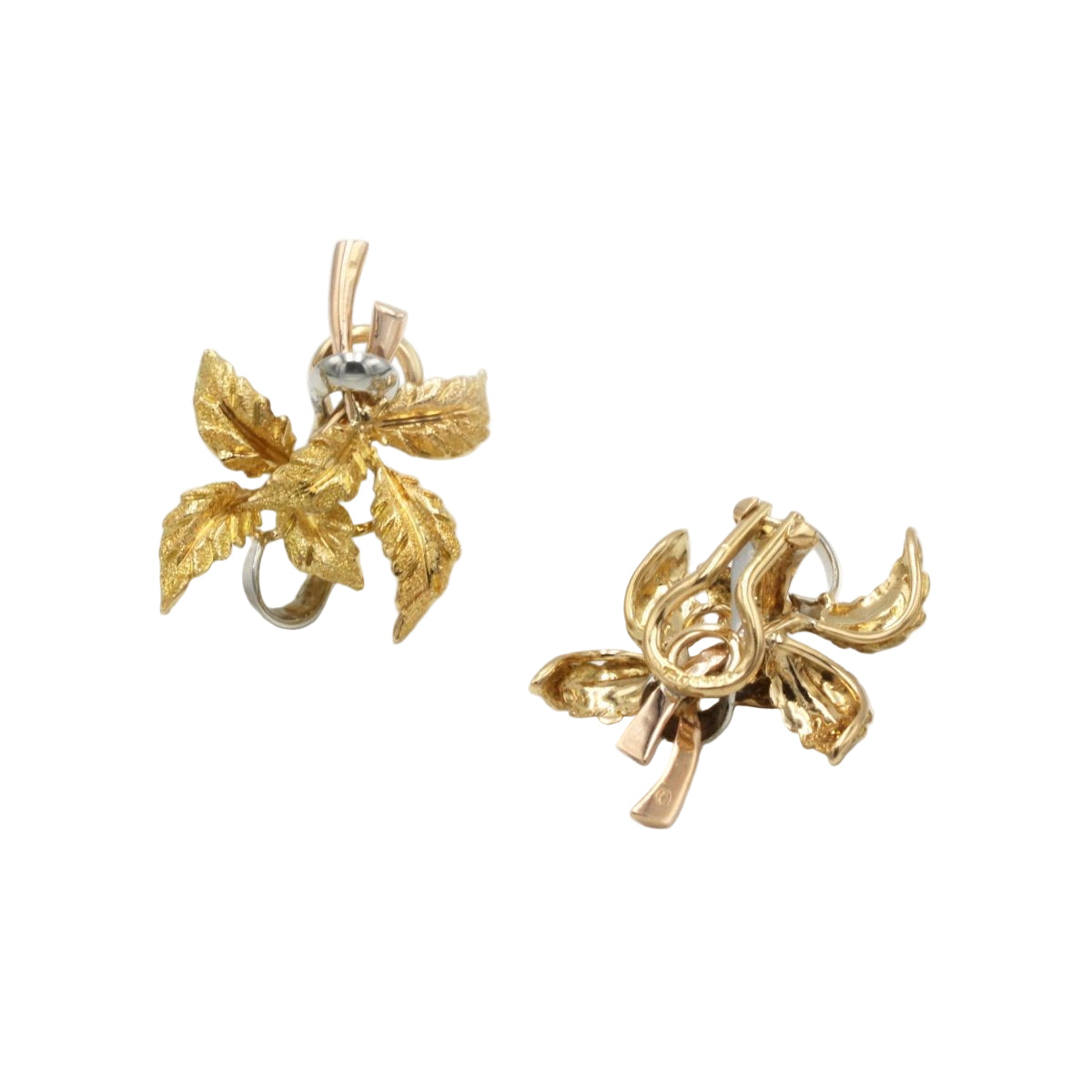 Boucles d'oreilles Feuilles en or tricolore - Castafiore