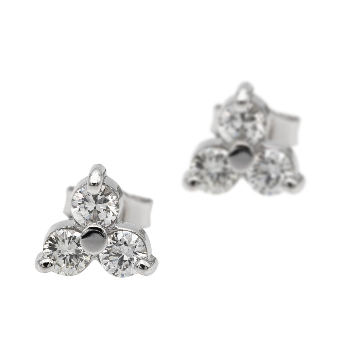 Boucles d'oreilles Fleur Or blanc Diamant - Castafiore