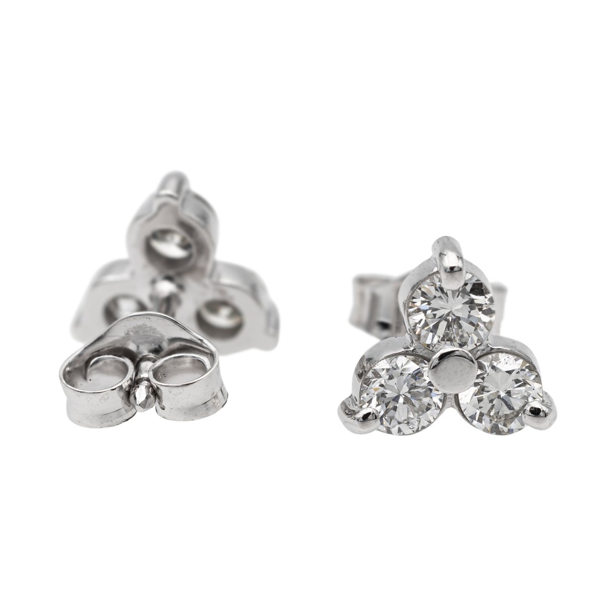 Boucles d'oreilles Fleur Or blanc Diamant - Castafiore