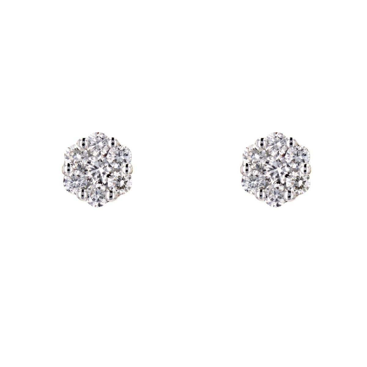 Boucles d'oreilles Fleurs en or blanc et diamants - Castafiore